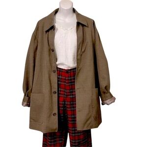 Allyn Saint George American Sport Blazer Neutral Tan Tweed Jacket Car Coat Sz XL